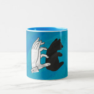 Shadow Bear Cub On Blue Two-Tone Coffee Mug