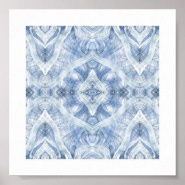 Shadow Blue Abstract Watercolor Art Poster (Front)