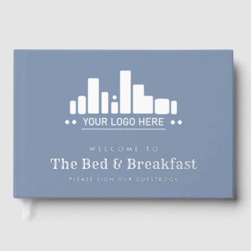 Shadow Blue Silver Your Logo Bed  Breakfast Foil Guest Book