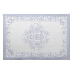 Shadow Blue Victorian Floral Cloth Placemat