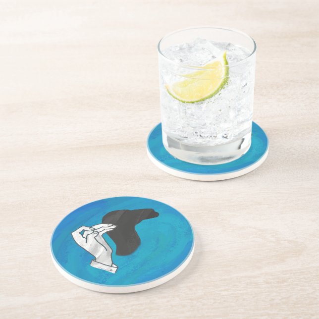 Shadow Camel On Blue Drink Coaster (Side)