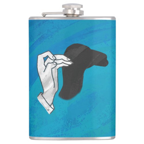 Shadow Camel On Blue Hip Flask
