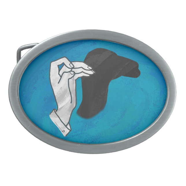 Shadow Camel On Blue Oval Belt Buckle (Front)