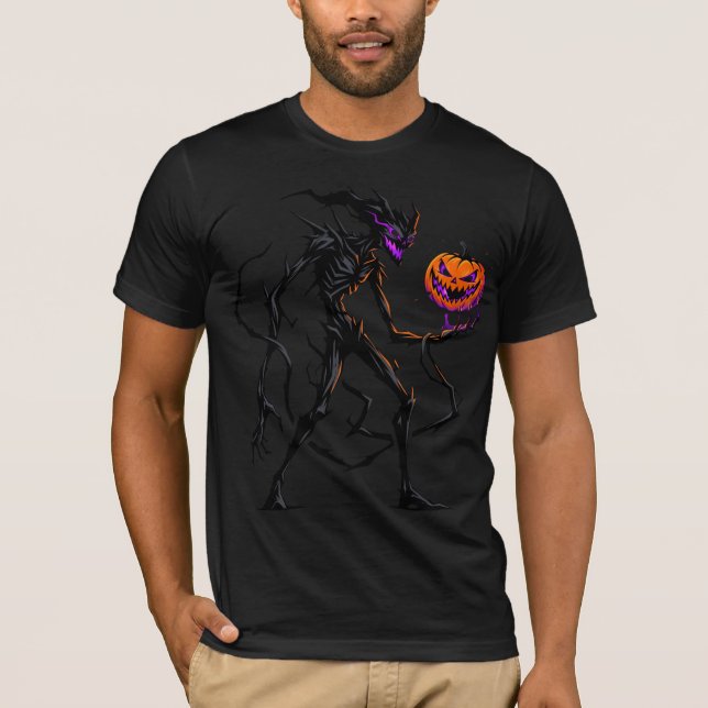 Shadow Creature Pumpkin Shirt Spooky Monster Goth (Front)