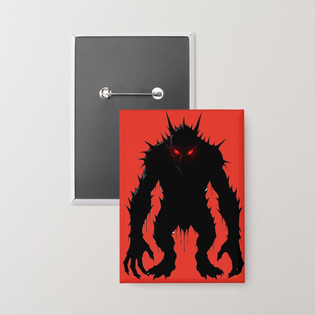Shadow Demon Monster Red Eyes Horror gift Button (Front/Back)