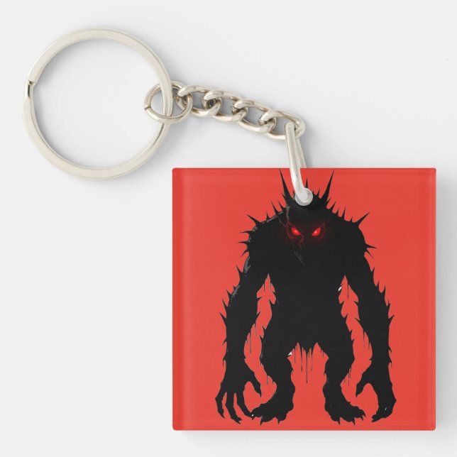 Shadow Demon Monster Red Eyes Horror gift Keychain (Front)