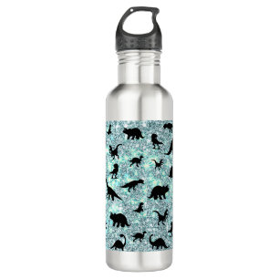 shadow dino dinosaur on gradient galaxy space stainless steel water bottle