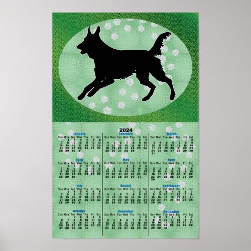 Shadow Dog Belgian Malinois 2024 Calendar Poster