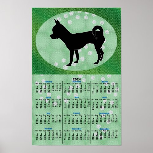Shadow Dog Chihuahua 2024 Calendar Poster