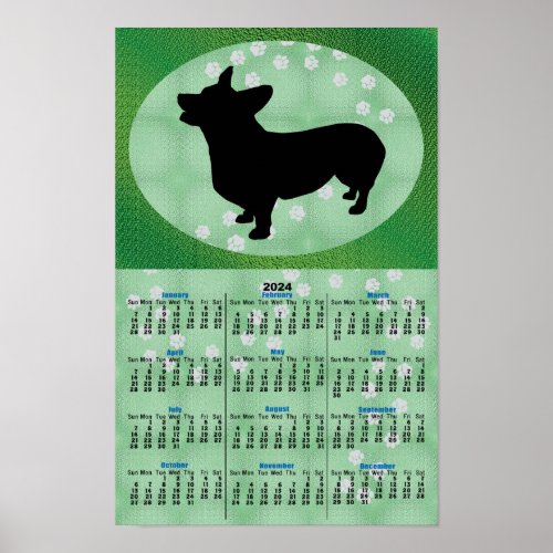 Shadow Dog Corgi 2024 Calendar Poster