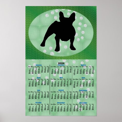 Shadow Dog French Bulldog 2024 Calendar Poster