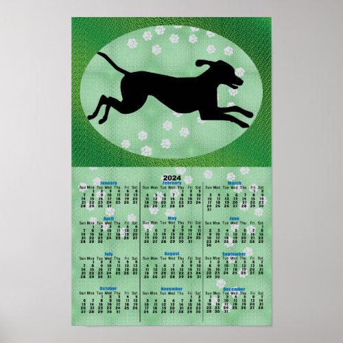 Shadow Dog Galloping 2024 Calendar Poster