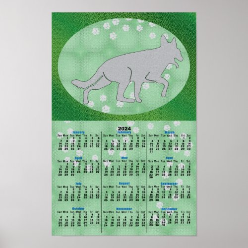 Shadow Dog German Shepherd v2 2024 Calendar Poster