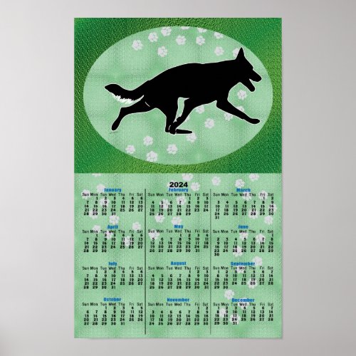Shadow Dog German Shepherd v3 2024 Calendar Poster