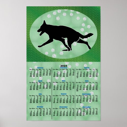 Shadow Dog German Shepherd v4 2024 Calendar Poster
