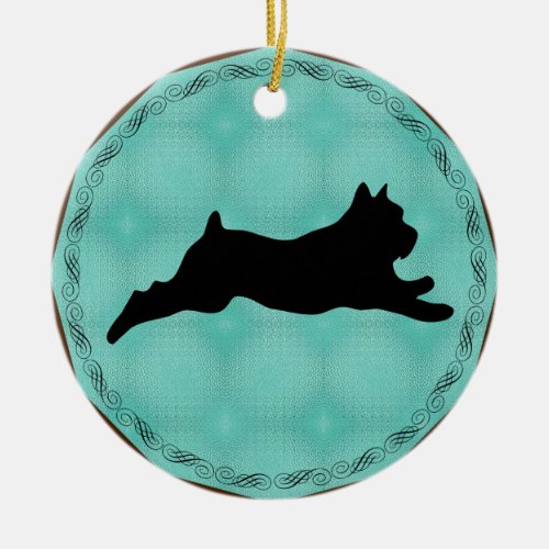 Shadow Dog Leaping Schnauzer Ceramic Ornament