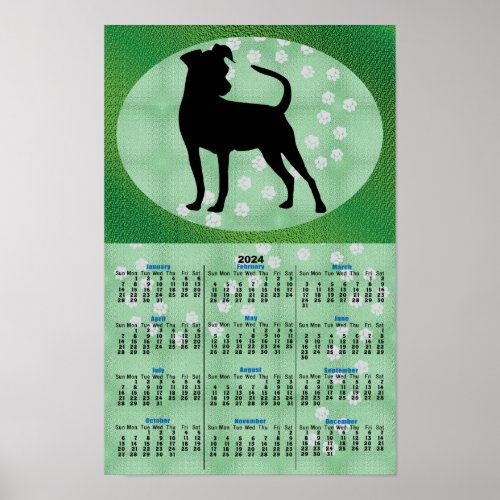 Shadow Dog Miniature Pinscher 2024 Calendar Poster