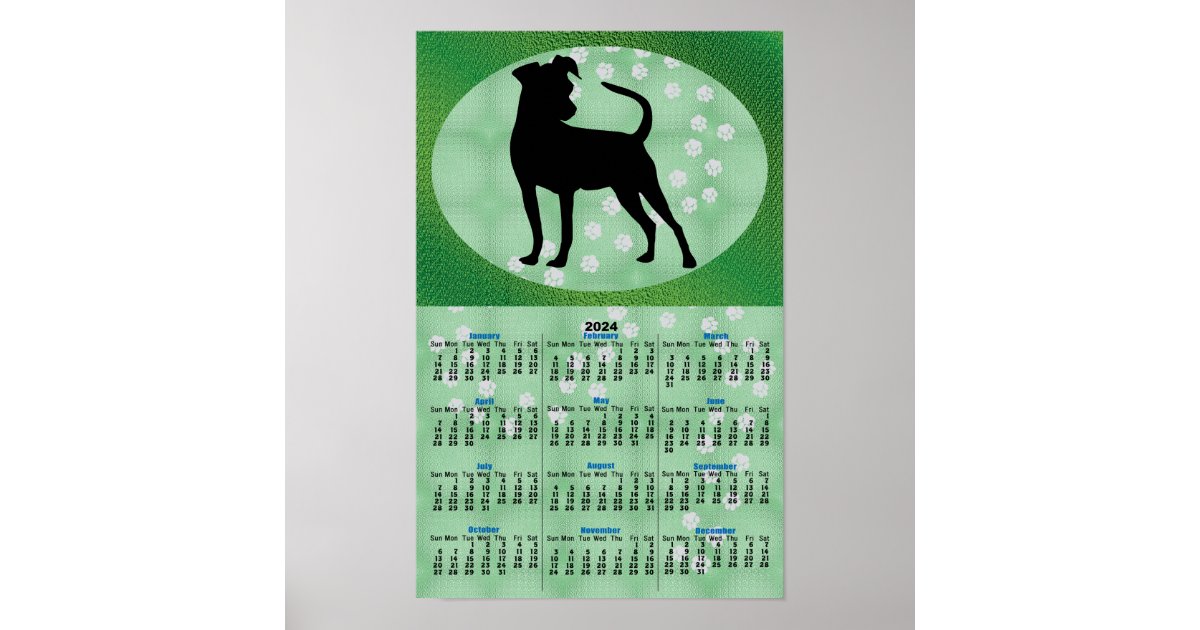 Shadow Dog Miniature Pinscher 2024 Calendar Poster Zazzle