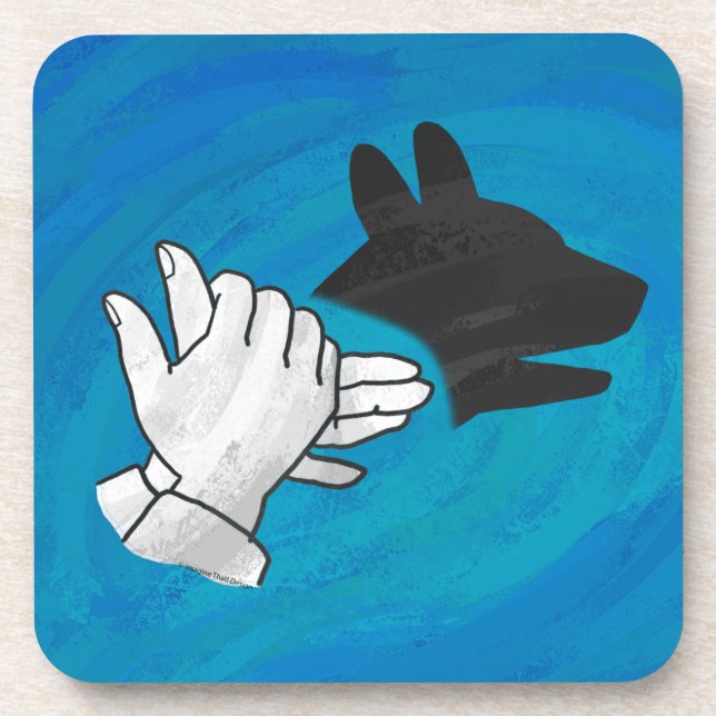 Shadow Dog On Blue Beverage Coaster (Front)