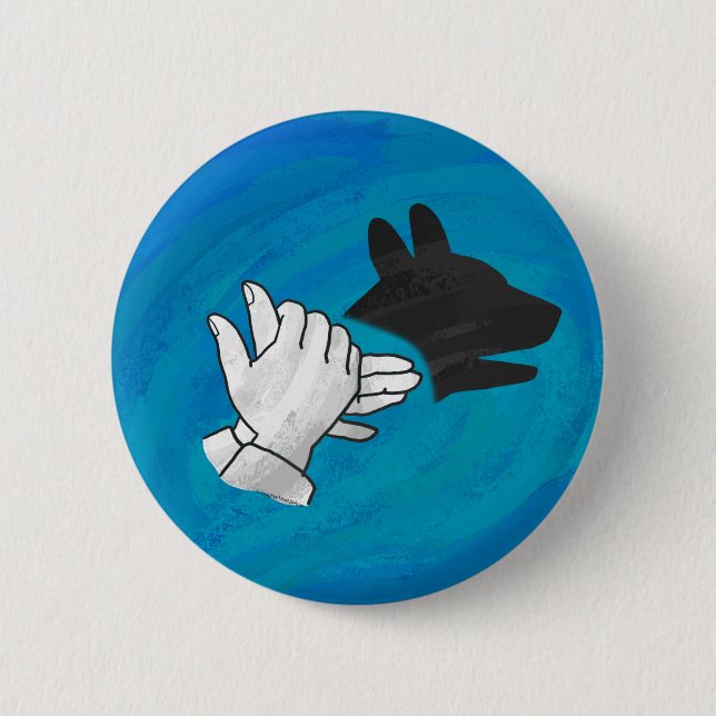 Shadow Dog On Blue Button (Front)