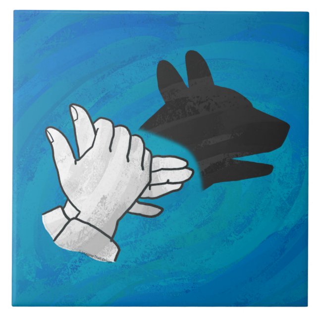 Shadow Dog On Blue Ceramic Tile (Front)