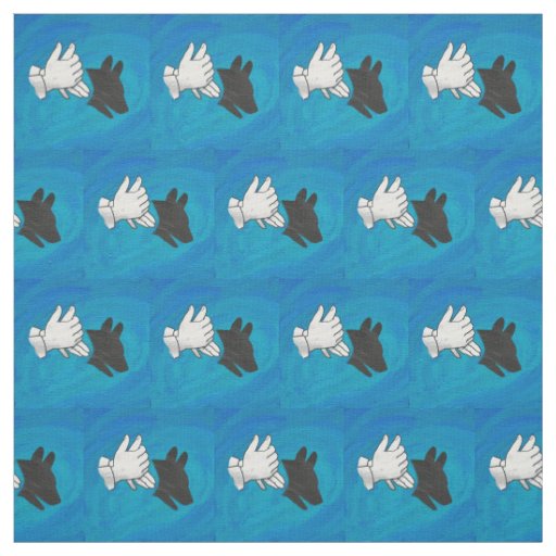 Shadow Dog on Blue Fabric