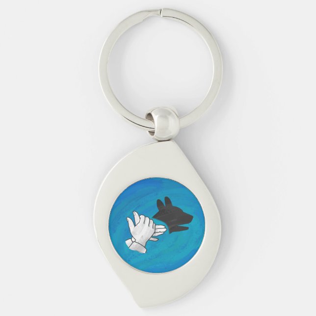 Shadow Dog On Blue Keychain (Front)