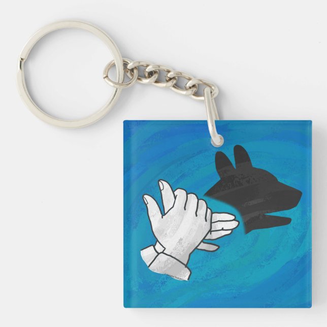 Shadow Dog On Blue Keychain (Front)