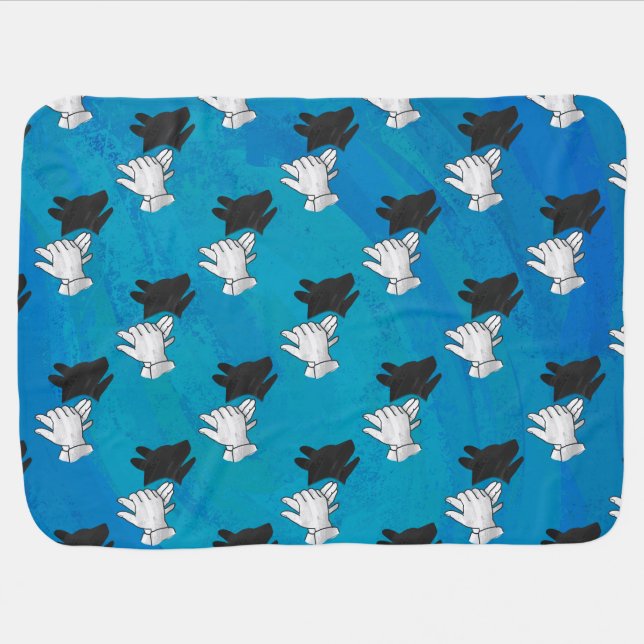 Shadow Dog On Blue Receiving Blanket (Horizontal)