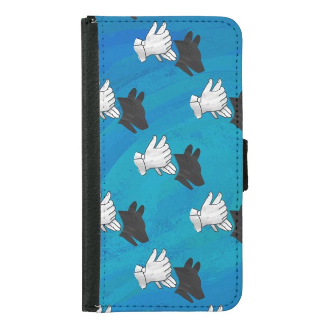 Shadow Dog on Blue Samsung Galaxy Wallet Case (Front)