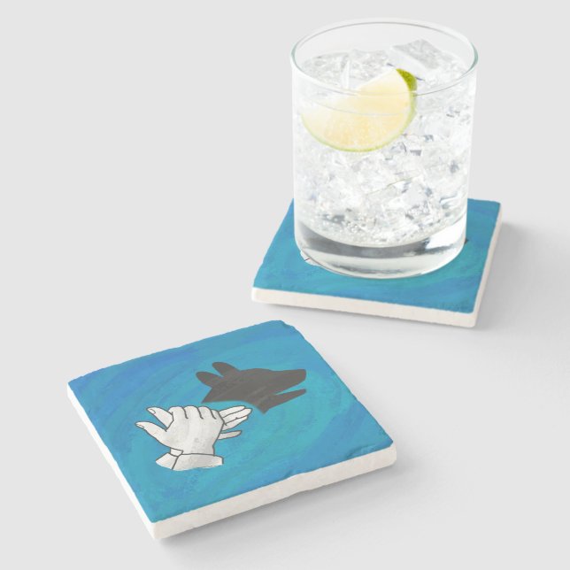 Shadow Dog On Blue Stone Coaster (Side)