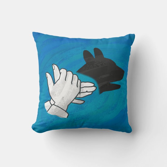 Shadow Dog On Blue Throw Pillow (Front)