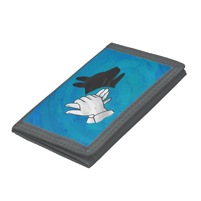 Shadow Dog On Blue Tri-fold Wallet (Bottom)