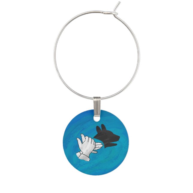 Shadow Dog On Blue Wine Charm (Front)