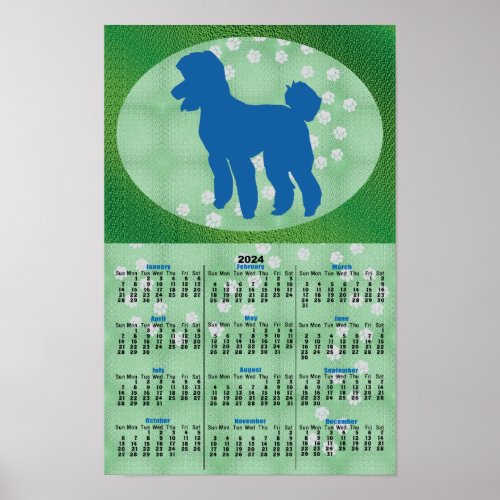 Shadow Dog Poodle 2024 Calendar Poster