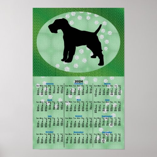 Shadow Dog Wire Fox Terrier 2024 Calendar Poster