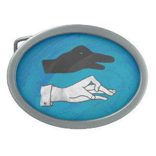 Shadow Duck On Blue Oval Belt Buckle