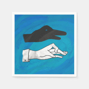Shadow Duck On Blue Paper Napkins