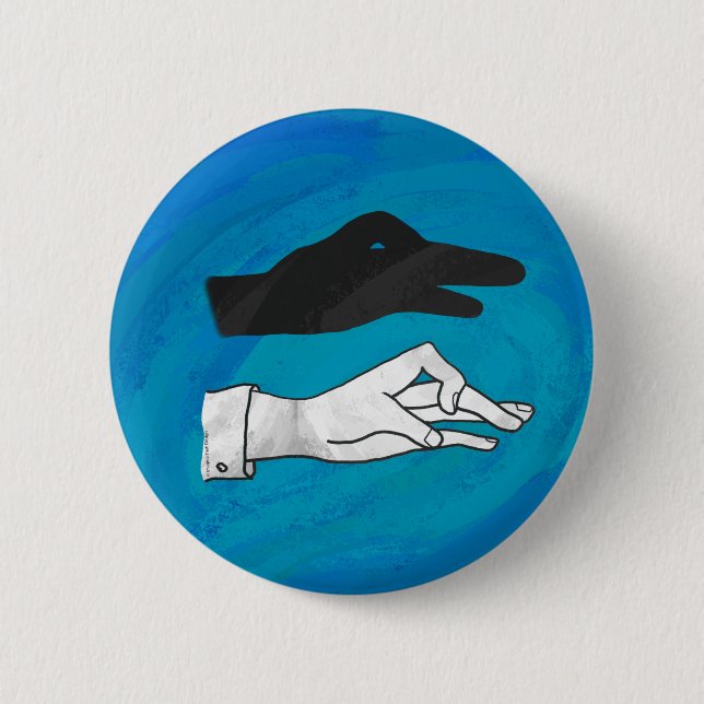 Shadow Duck On Blue Pinback Button (Front)