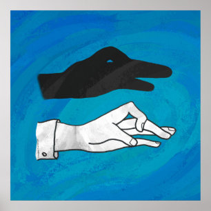 Shadow Duck On Blue Poster
