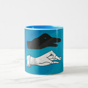 Shadow Duck On Blue Two-Tone Coffee Mug