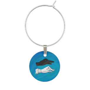 Shadow Duck On Blue Wine Glass Charm