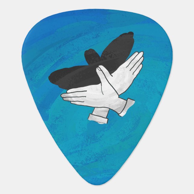 Shadow Eagle on Blue Guitar Pick (Front)