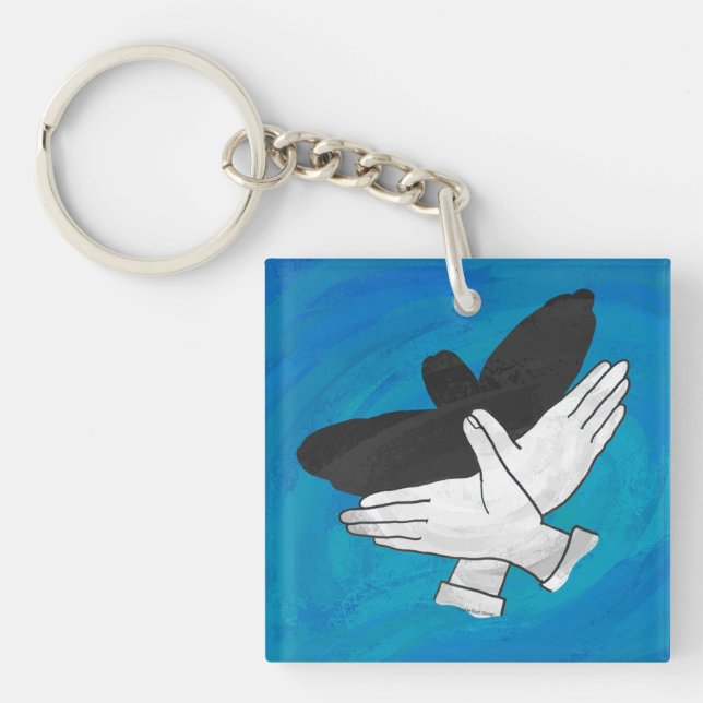 Shadow Eagle On Blue Keychain (Front)
