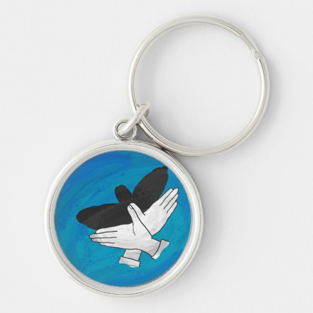 Shadow Eagle On Blue Keychain (Front)
