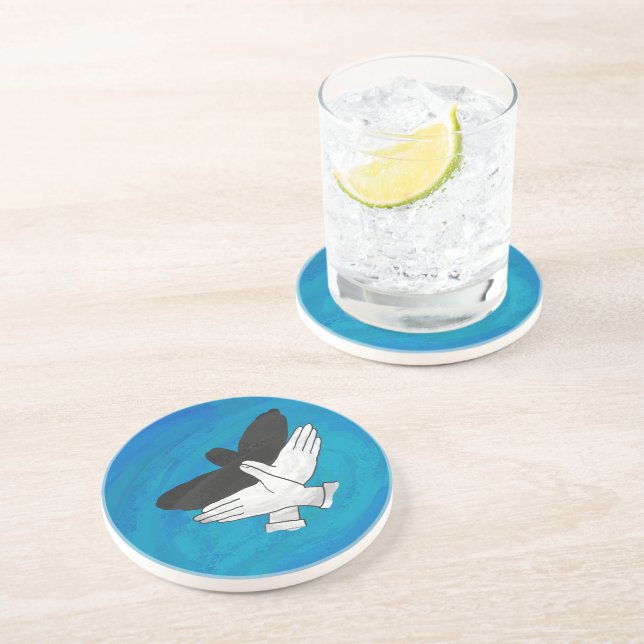 Shadow Eagle On Blue Sandstone Coaster (Side)