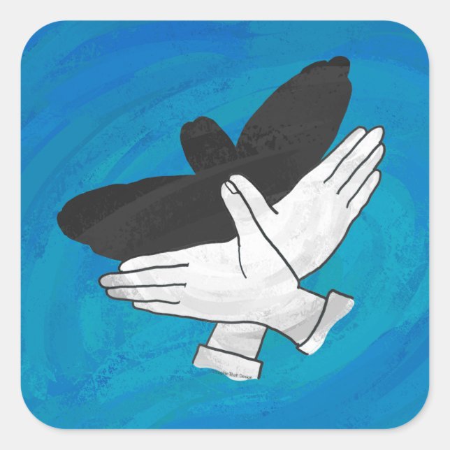 Shadow Eagle On Blue Square Sticker (Front)