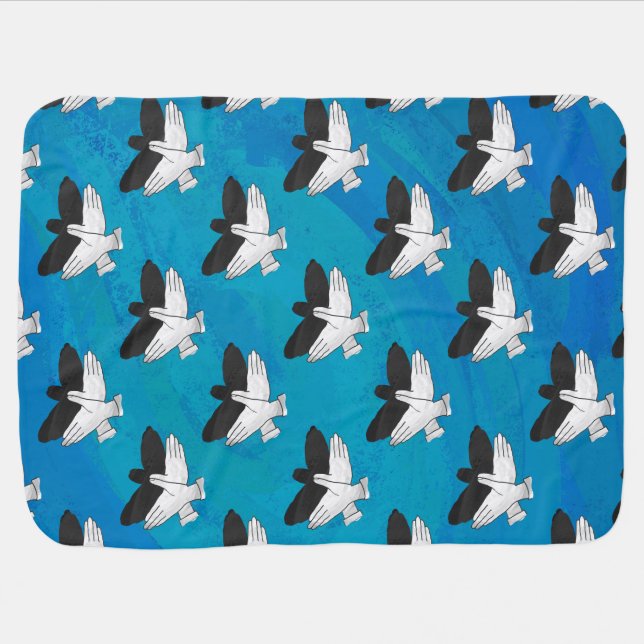 Shadow Eagle On Blue Swaddle Blanket (Horizontal)