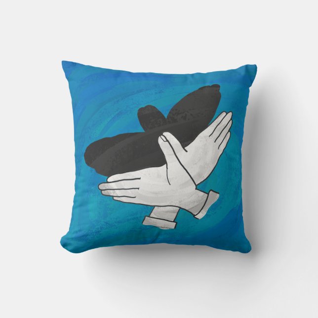 Shadow Eagle On Blue Throw Pillow (Front)