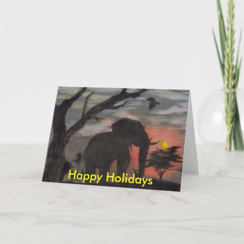 Shadow Elephant Christmas Card